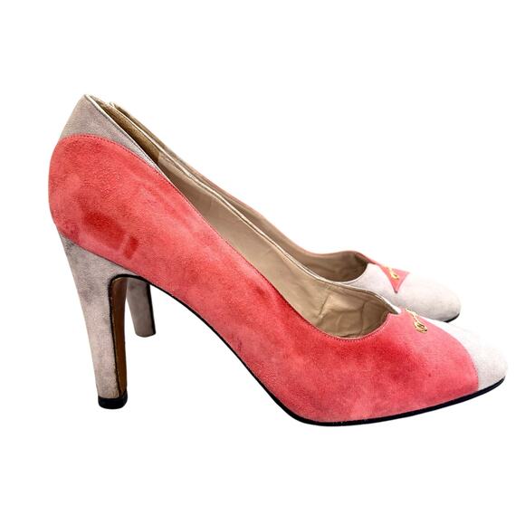 Gucci Vintage 80s Pink Gray Suede Heels Size 38 - Picture 1 of 11
